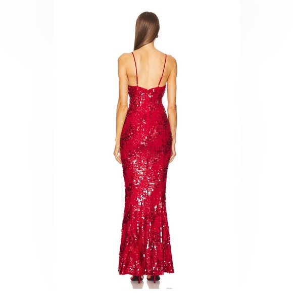 Michael Costello x Revolve Marlene Gown Red Sequin Mermaid Dress XS - Picture 6 of 6